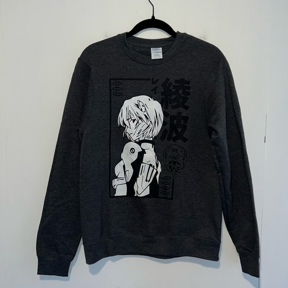 Port and Company Tops - Women’s Japan Rei Ayanami Skull Superhero Long Sleeve Sweatshirt Q13